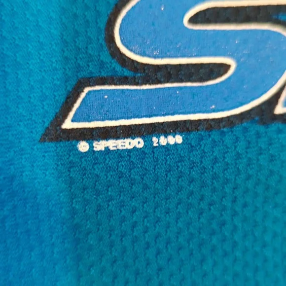 Speedo Tank Top Men XL Blue Waffled Texture Big Logo Speedo 2000 on Back - Picture 7 of 9